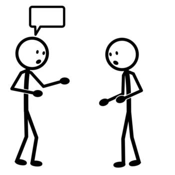 Stick man having friendly conversation with another person vector
