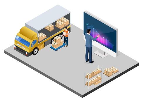 logística y datos análisis optimizando suministro cadena eficiencia vector