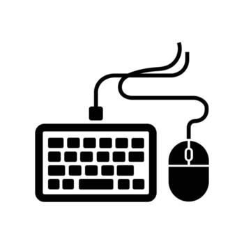 Keyboard and mouse outline showcase connected technology on a white background vector
