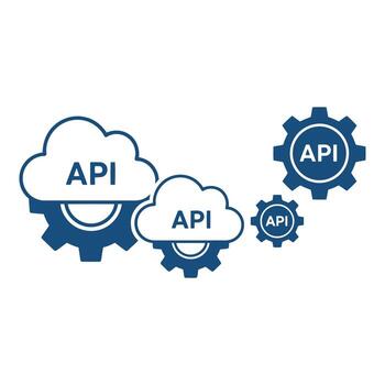 Api cloud integration and connectivity silhouette isolated on white background vector