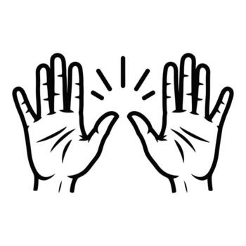 Two open hands silhouette isolated on white background vector