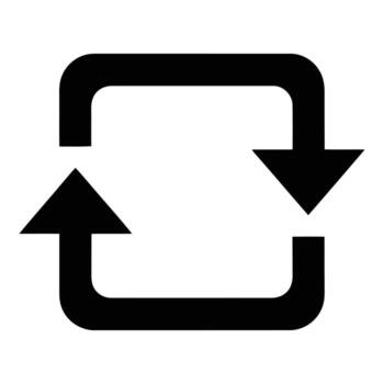 Black square loop arrows icon silhouette isolated on white background vector