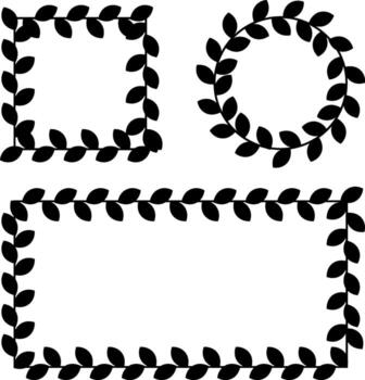 Leaf frames set square, round and rectangle vector
