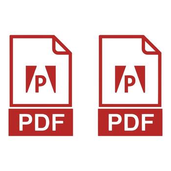 Two red pdf document icons silhouette isolated on white background vector