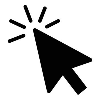 negro computadora ratón cursor haciendo clic silueta aislado en blanco antecedentes vector