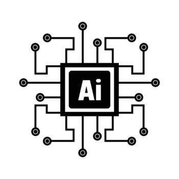 Modern ai chip with neural network connections and data flow icons representing intelligence vector