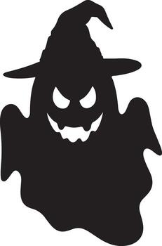 angry ghost face icon silhouette with sharp Teeth vector