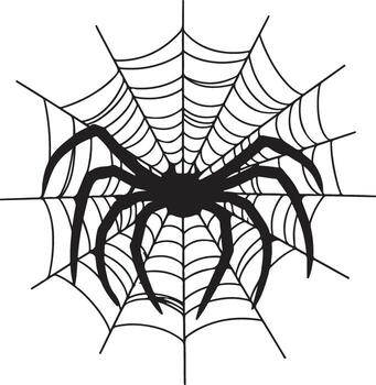 simple spider web icon silhouette with radial pattern vector