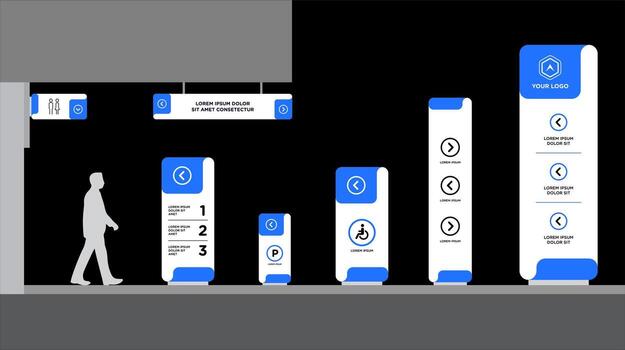 signage for direction and navigation in commercial spaces vector