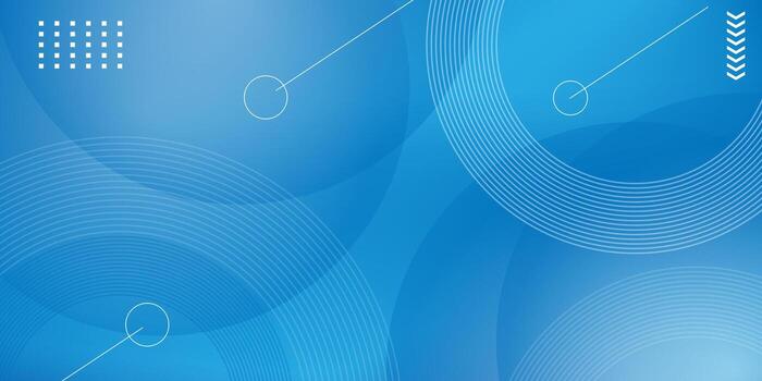 Abstract Blue Background with Circles Lines Squares and Arrows Design. vector