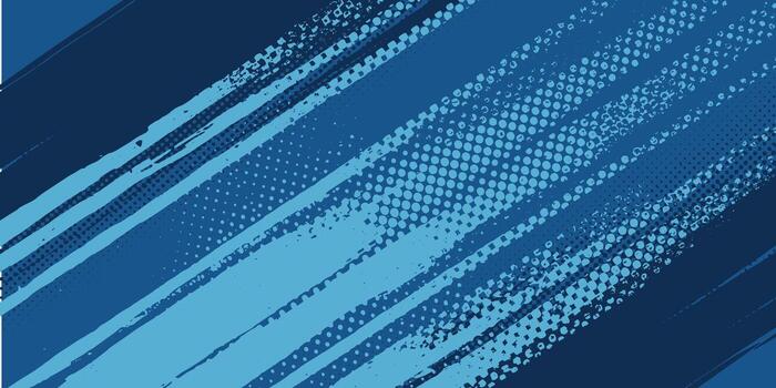 Abstract Blue Grunge Background with Halftone Dots and Diagonal Lines. vector