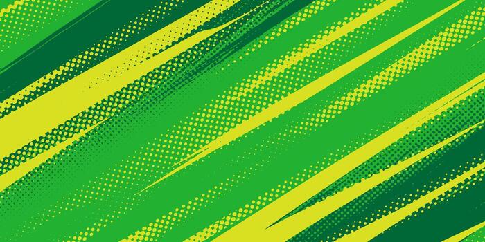 Abstract Green and Yellow Diagonal Lines with Halftone Dot Pattern. vector