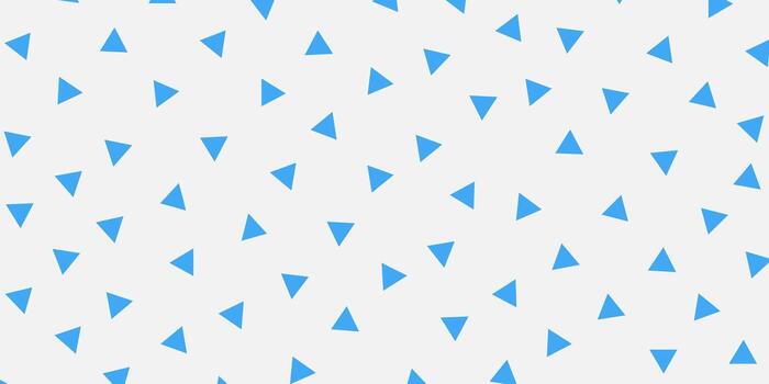 Scattered Blue Triangles on White Background Geometric Pattern Design. vector