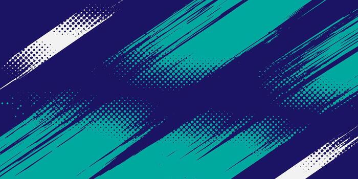 Abstract Background with Teal Brush Strokes and Halftone Dots. vector