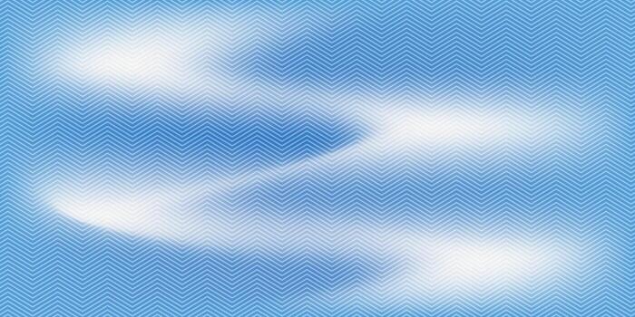 Light Blue Chevron Pattern with Soft White CloudLike Shapes Overlaying. vector
