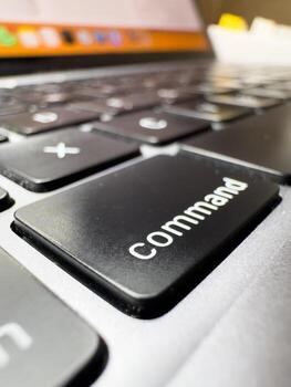 Laptop command key, laptop key, closeup macro, black keyboard, laptop, technology, IT, work from home, freelancing, copy space photo