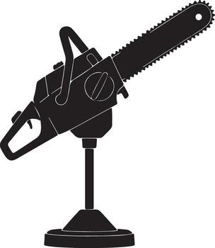 Silhouette of chainsaw prop on display stand vector