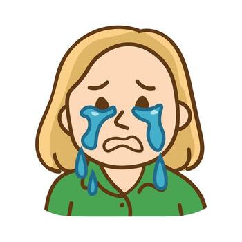 Sad character with tears showing deep emotion vector