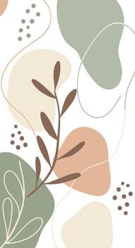 Abstract Botanical Background in Earth Tones Minimalist Floral Design Abstract Botanical Composition with Earthy Tones and Organic Shapes vector