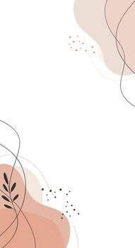 Abstract Earthy Tones with Botanical Accent and Minimalist Line Art Composition vector