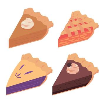 Four slice of pie with different flavour vector