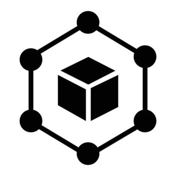 Digital Network A striking black and white image showcases an interconnected 3D cube and hexagonal structure representing the essence of digital networks and interconnected systems vector