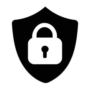 Shielded Security An emblem of digital security a robust shield houses a solitary padlock symbolizing protection and safeguarding information vector