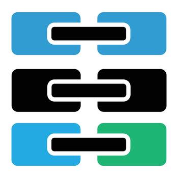 Interconnected Links Modern digital illustration featuring three sets of interconnected links representing connection security and network integration vector