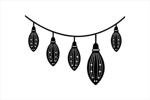 negro cuerda ligero en blanco antecedentes vector