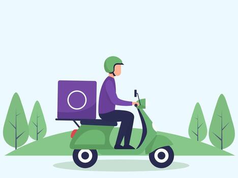 Doorstep Delivery Concept for Online Store and Ecommerce Business. Simple and effective doorstep delivery design showing parcel handover and satisfied customer interaction ideal for commercial use. vector