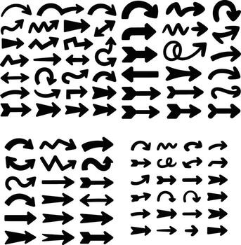 surtido de negro flecha íconos palabras clave flecha, dirección, puntero, símbolo, icono, gráfico vector