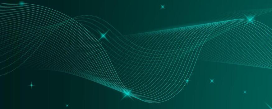 Green abstract wave background with glowing lines and gradient effect EPS 10 vector