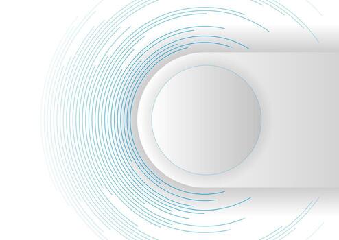 Blue white abstract tech background with linear circles vector