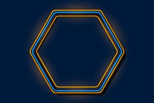 Futuristic tech background with blue yellow glowing neon hexagonal frame vector