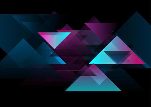 Neon geometric triangles abstract minimal tech background vector