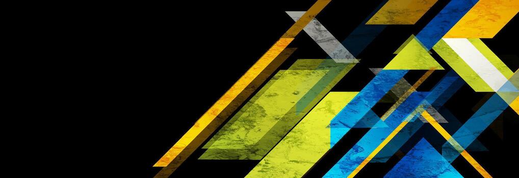 Multicolored geometric shapes grunge tech abstract background vector