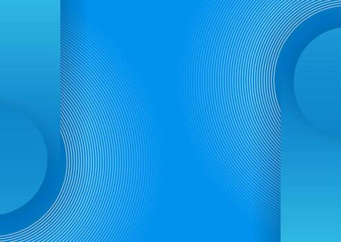 Bright blue abstract geometric tech background with linear circles vector