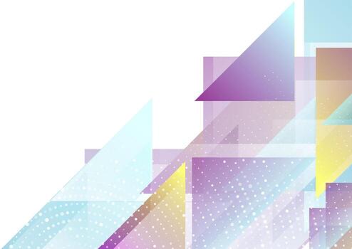 Colorful geometric triangles with halftone dots abstract tech background vector