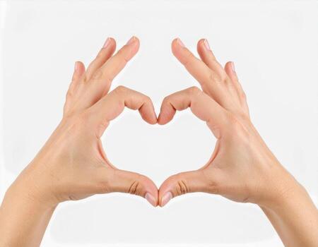 Hands making a heart shape with their fingers photo