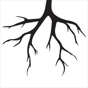 denso raíz racimo silueta diseño vector