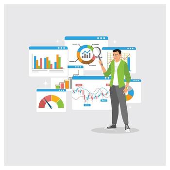 Data analysis and visualization illustration vector