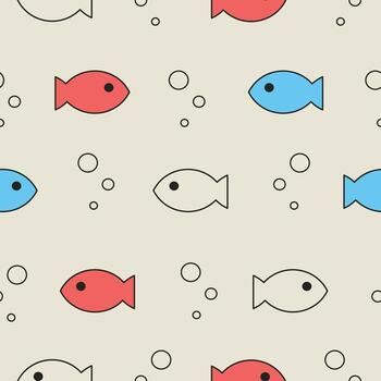 Fishes and bubbles seamless pattern. Patterned design for fabric, print, notebook cover, wrapping paper vector