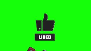 tycka om och prenumerera reagera känsla ikon animerad på grön skärm bakgrund. video