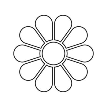 Daisy icon. Flower diagram with 10 petals. Floral pie chart divided on ten equal segments in leaf shapes isolated on white background. Template for data presentation. graphic illustration vector