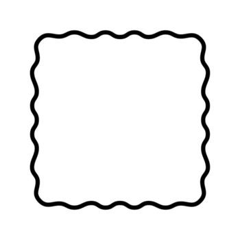 Square frame with wiggly edges. Simple geometric shape with curvy borders. Picture or photo frame, empty text box, tag or label element. graphic illustration vector