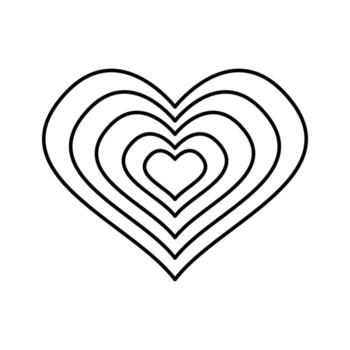 Abstract geometric y2k shape. Repeating concentric heart symbols in aesthetic postmodern style isolated on white background. graphic illustration vector