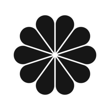 Flower silhouette. Round diagram with ten petals. Floral chart divided on 10 equal segments in leaf shapes isolated on white background. Template for data presentation. graphic illustration vector