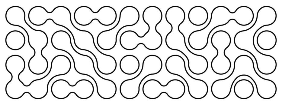Connected meta balls pattern. Liquid drops or amorphous shapes background. Organic blobs or molecules isolated on white background. Modern abstract wallpaper. outline illustration vector