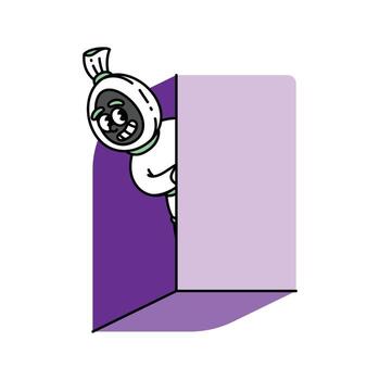 pocong, indonesio fantasma retro personaje. el caracteres brazo es visible como eso sostiene sobre el borde de el muro, agregando a sus juguetón y inquisitivo comportamiento. vector