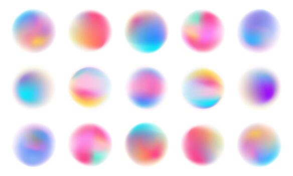 conjunto de vistoso acuarela translúcido degradado muestras, suave degradado brillante neón pintar Mancha vector